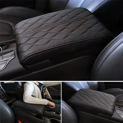 Coussin souple en cuir noir pour accoudoir central de voiture
